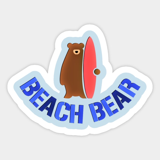 Beach Bear Sticker by JasonLloyd